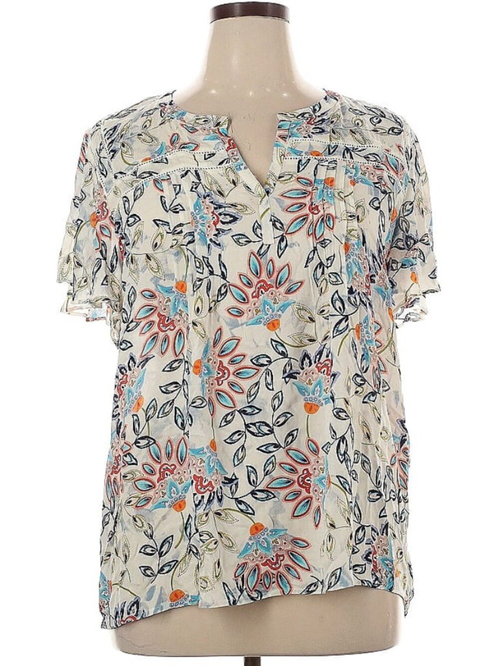 Daniel Rainn Floral Print Top; 100%  Rayon; Size XL; Flowy; EUC